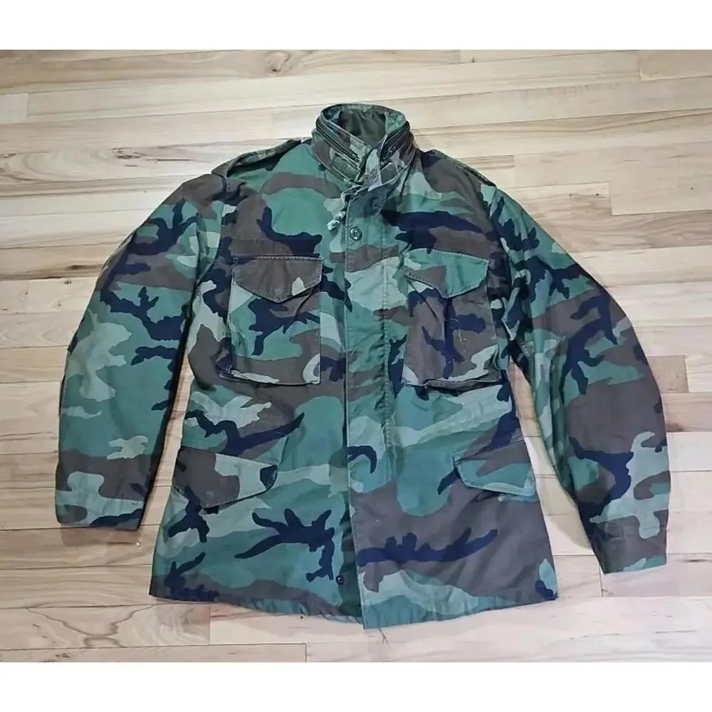 Vintage Military Field‎ Jacket Small Camouflage Cold Weather